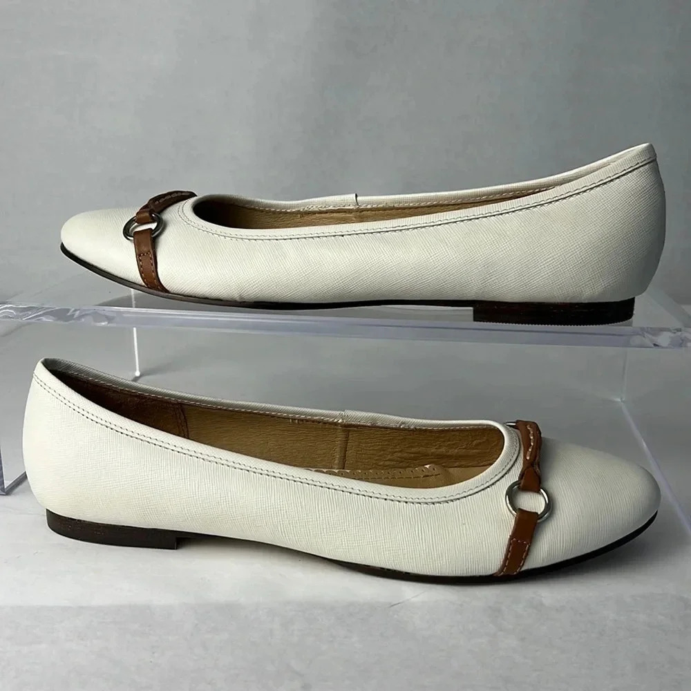Lands' End Cream and Brown Flats
